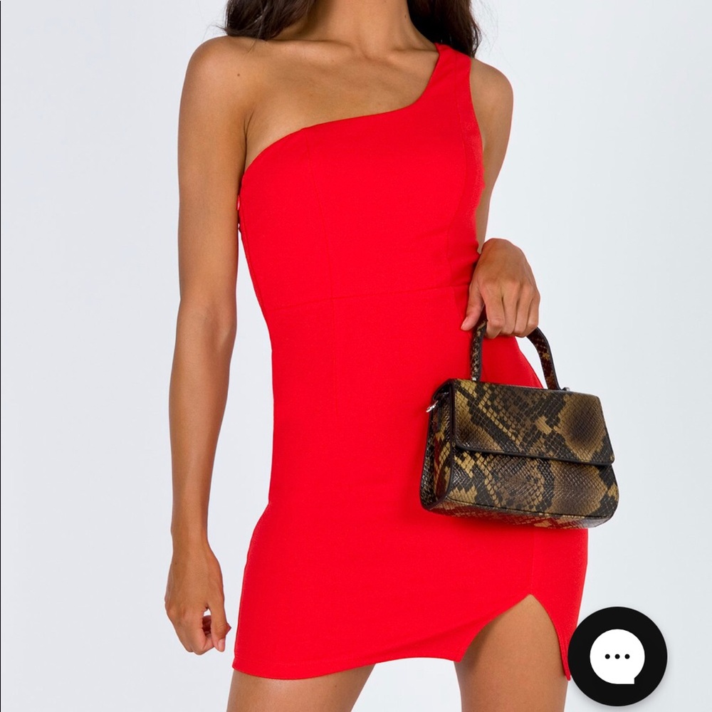 RED PRINCESS POLLY ONE SHOULDER MINI DRESS